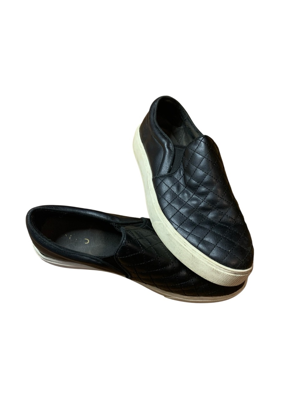 ALDO Black Quilted Faux Leather Slip-On Sneakers Size 8.5 / EU 39